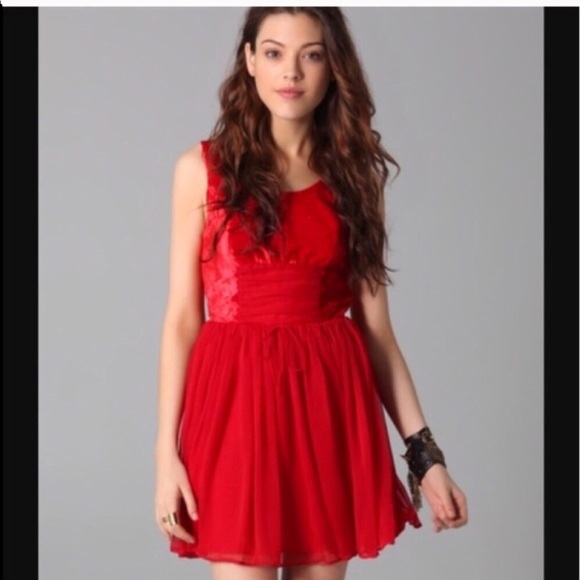 Free People Dresses & Skirts - Free People Red Velvet Gleam Mini Dress